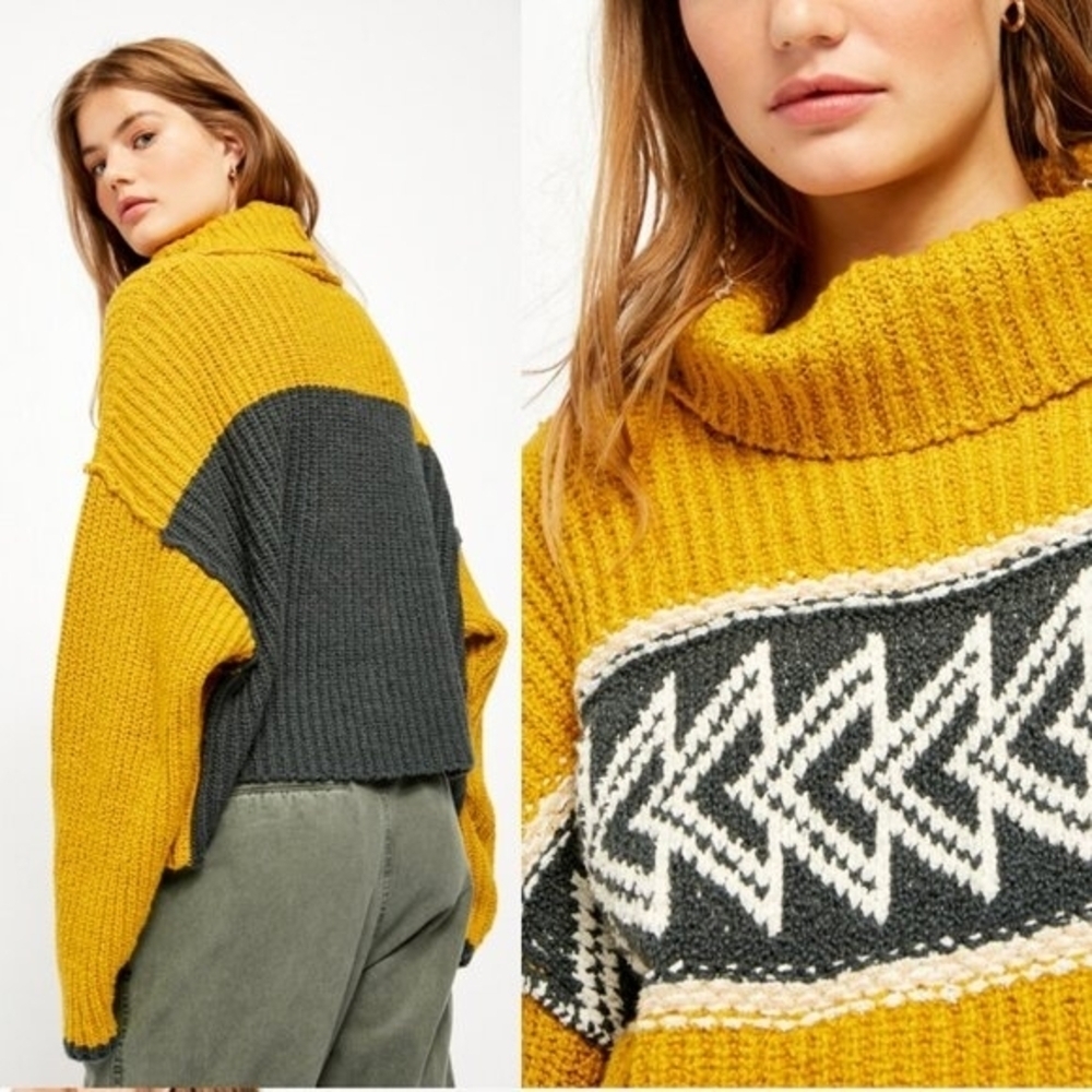 Free People Greater Than Cowl Neck Turtleneck Sweater "Olivia" Arrow - Picture 2 of 10
